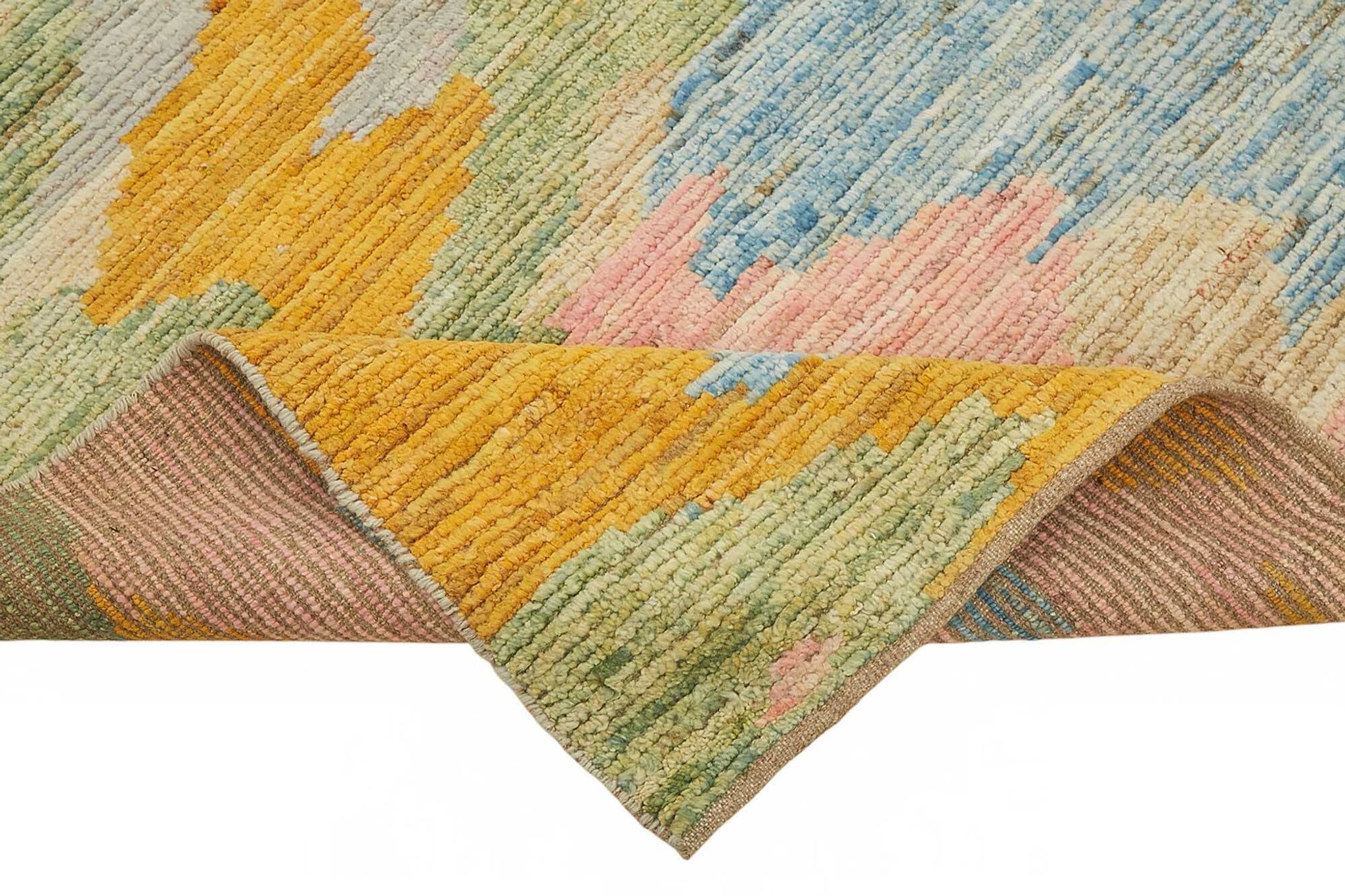 Tapis turc contemporain en laine multicolore noué à la main, 202 cm x 288 cm
