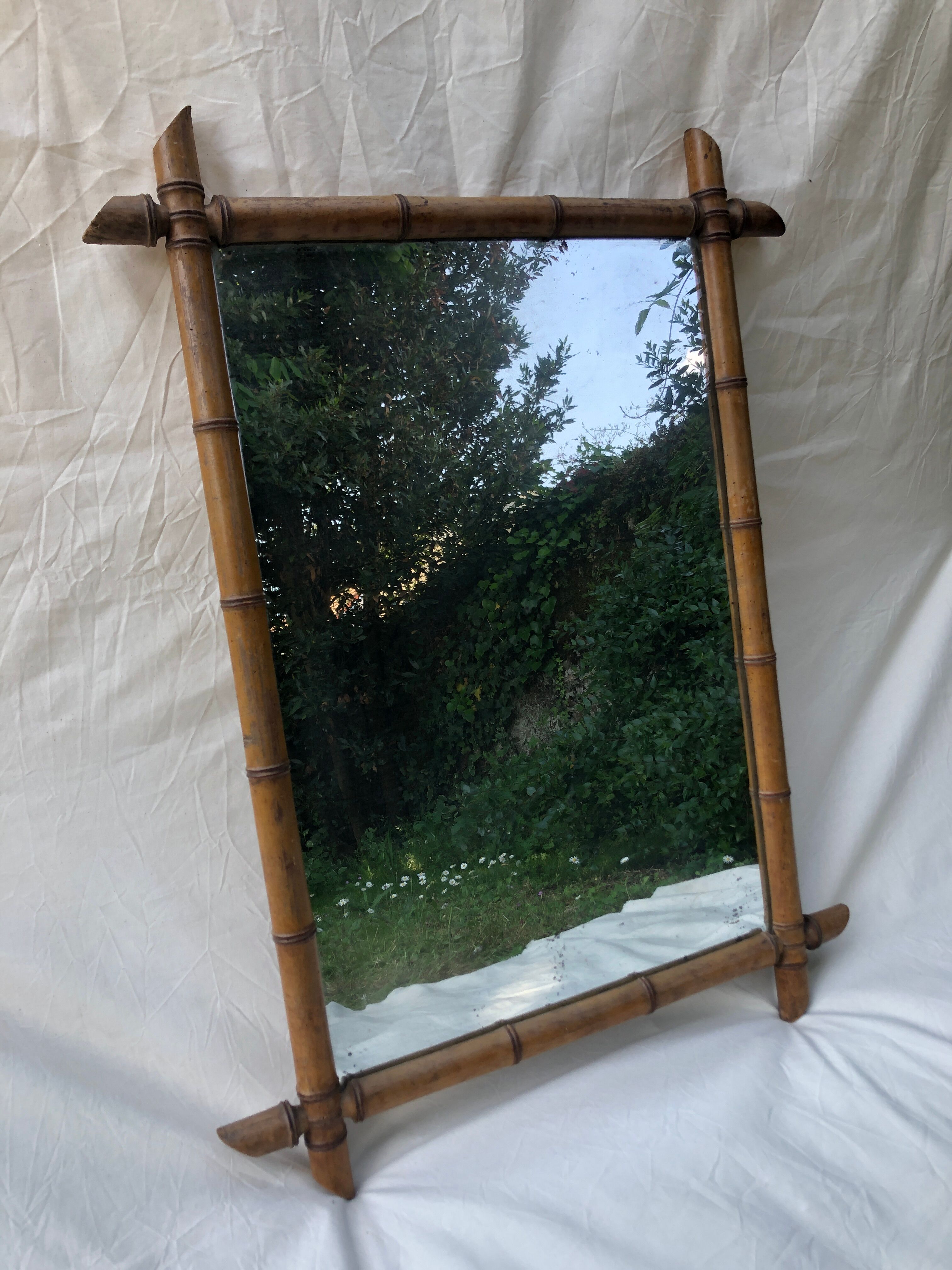 Rectangle bamboo mirror 70x50cm