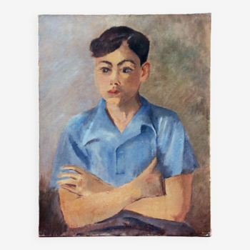 Painting 40's "The boy with crossed arms"
