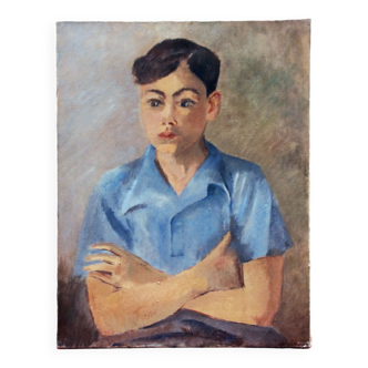 Painting 40's "The boy with crossed arms"