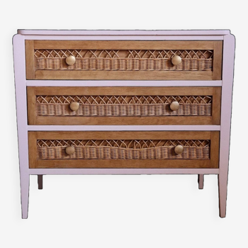 Rattan and wicker chest of drawers