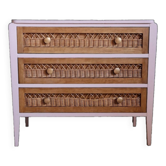 Rattan and wicker chest of drawers