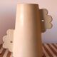 Abstract handmade ceramic vase with off-white matte floral design - daisy