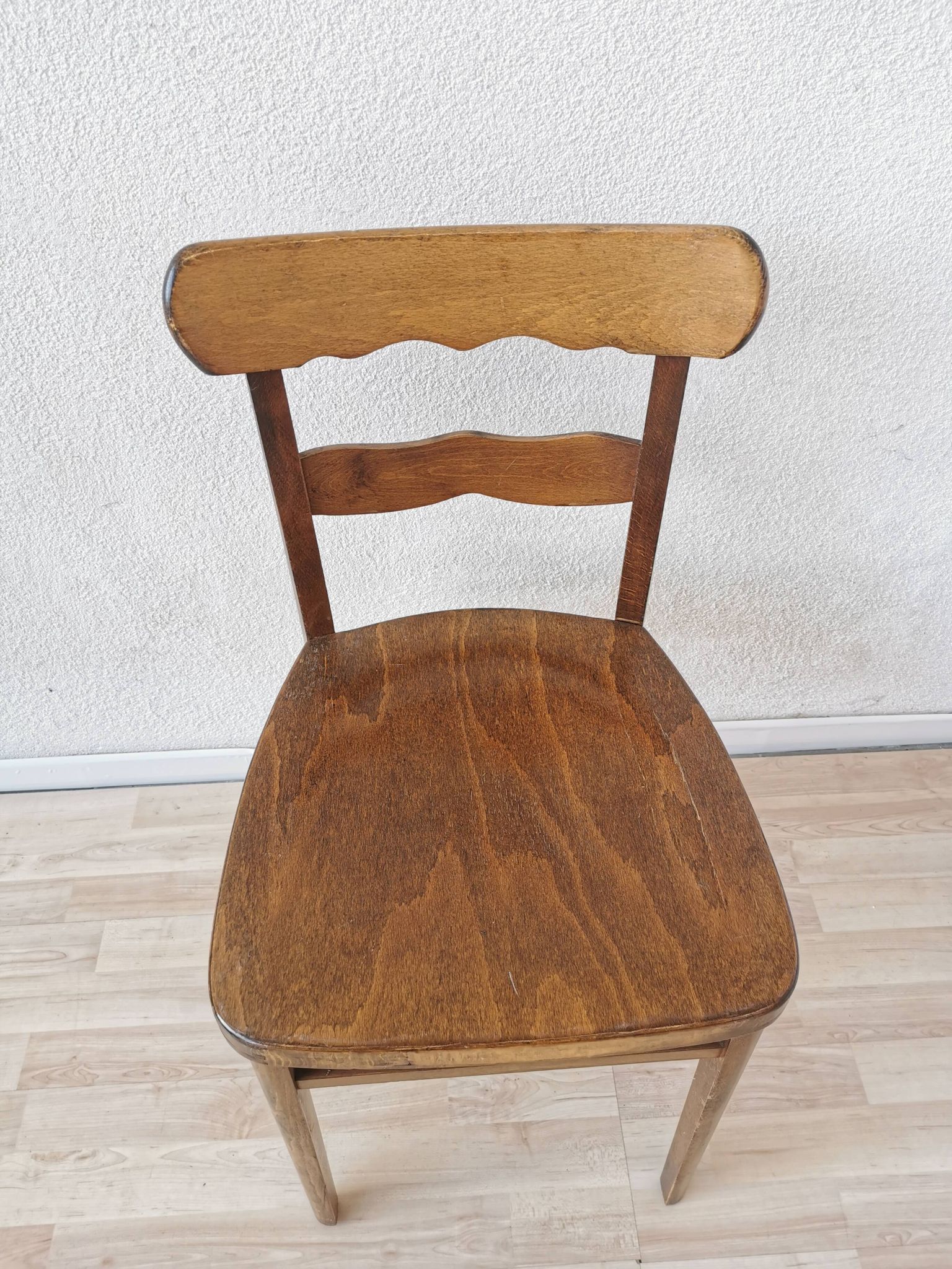 Vintage Wooden Dining Chair: Tyrolean Farmhouse Bistro, 1970s