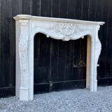 Louis XV Style Fireplace in Carrara Marble Circa 1980
