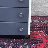 Commode en tôle émaillée et chêne 1950. Livraison gratuite