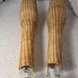 Glass and wicker bottle