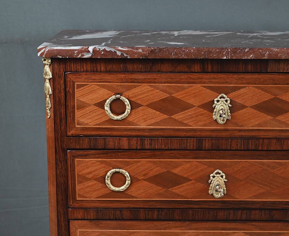 Marquetry Commode, Transitional Style Louis XV Louis XVI – Mid 20th Century