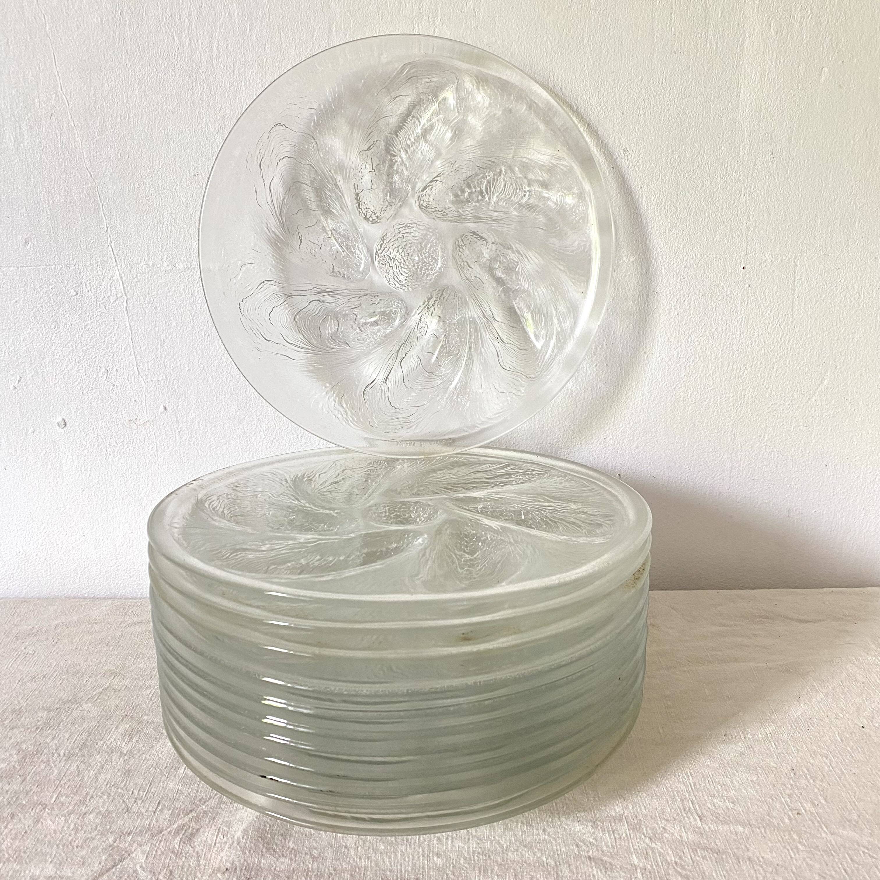 80s glass oyster plates