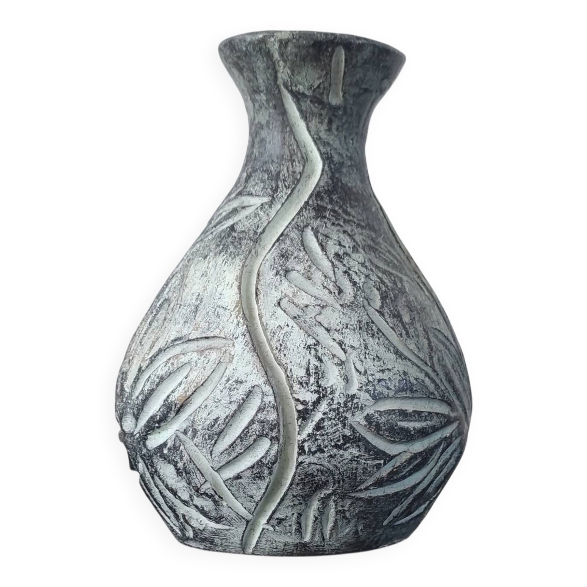 Vintage engraved ceramic soliflore vase