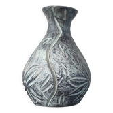 Vase soliflore vintage en céramique gravée