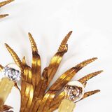 Pair of large vintage gilt sheaf of wheat sconces