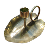 Vintage candle holder in golden brass