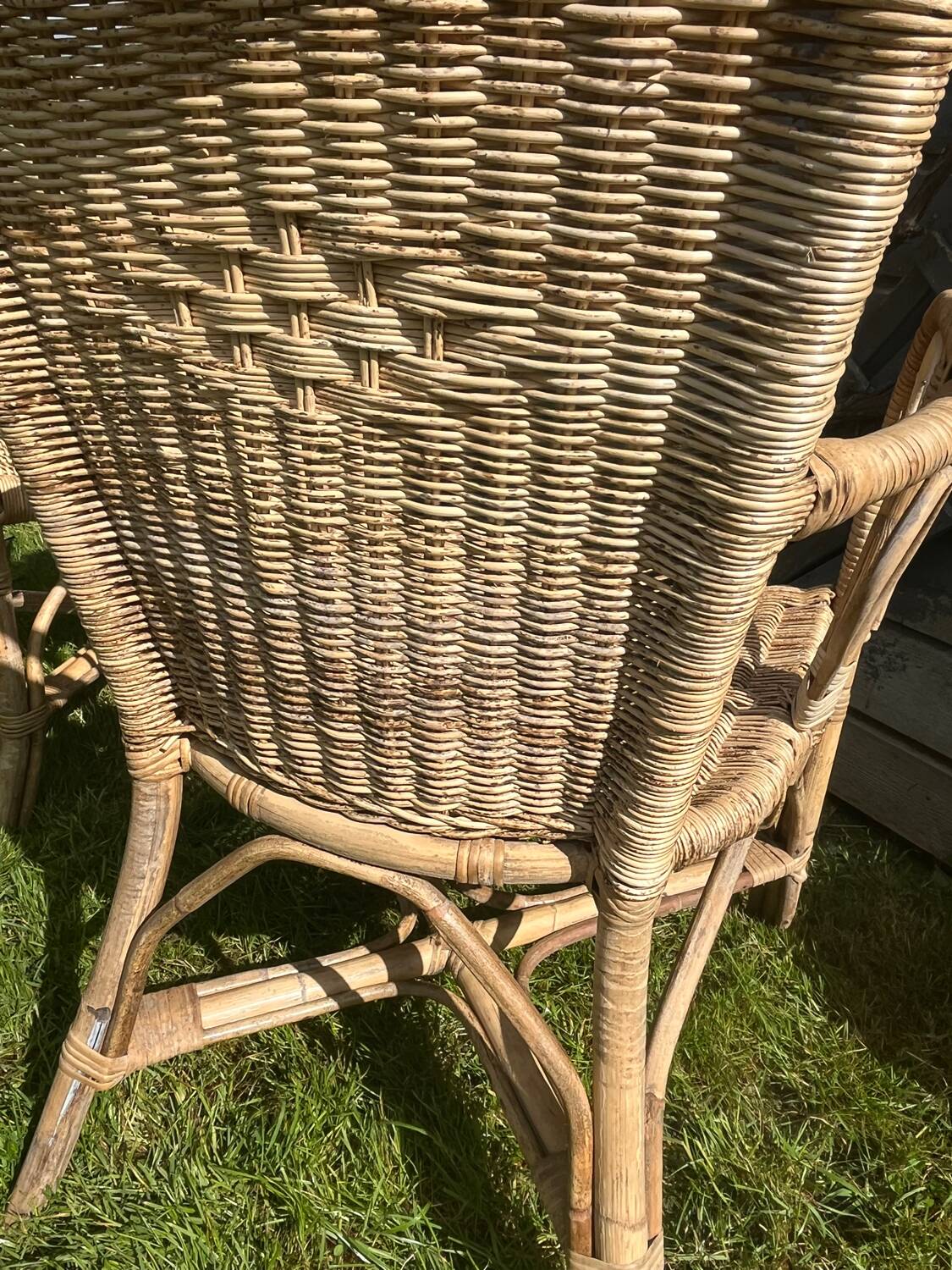 Rattan armchair duo