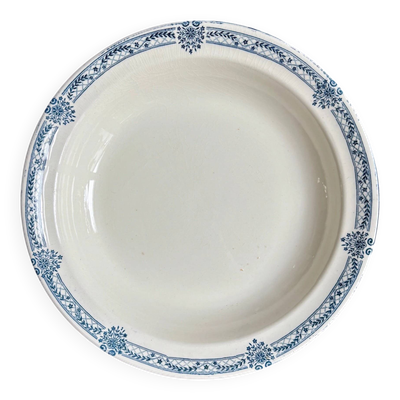 Plat rond creux Salins en terre de fer bleue, service ''Arbois Ennege