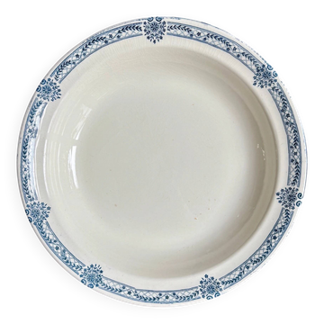 Plat rond creux Salins en terre de fer bleue, service "Arbois Ennege"