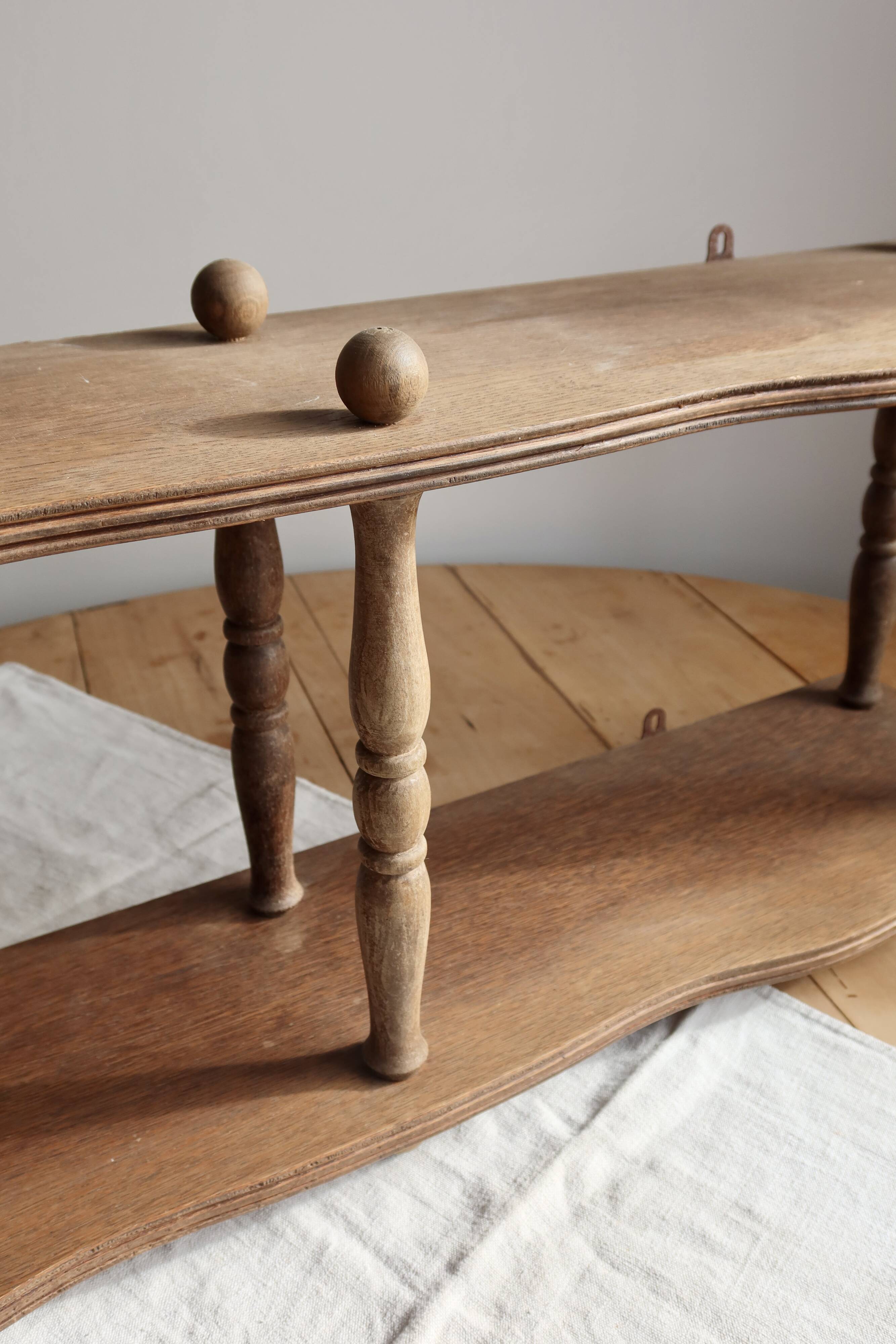 Vintage wooden wall shelf in Napoléon III style – 2 levels