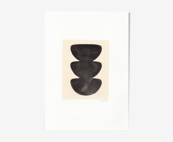 Peinture sur papier illustration M484 signée Eawy