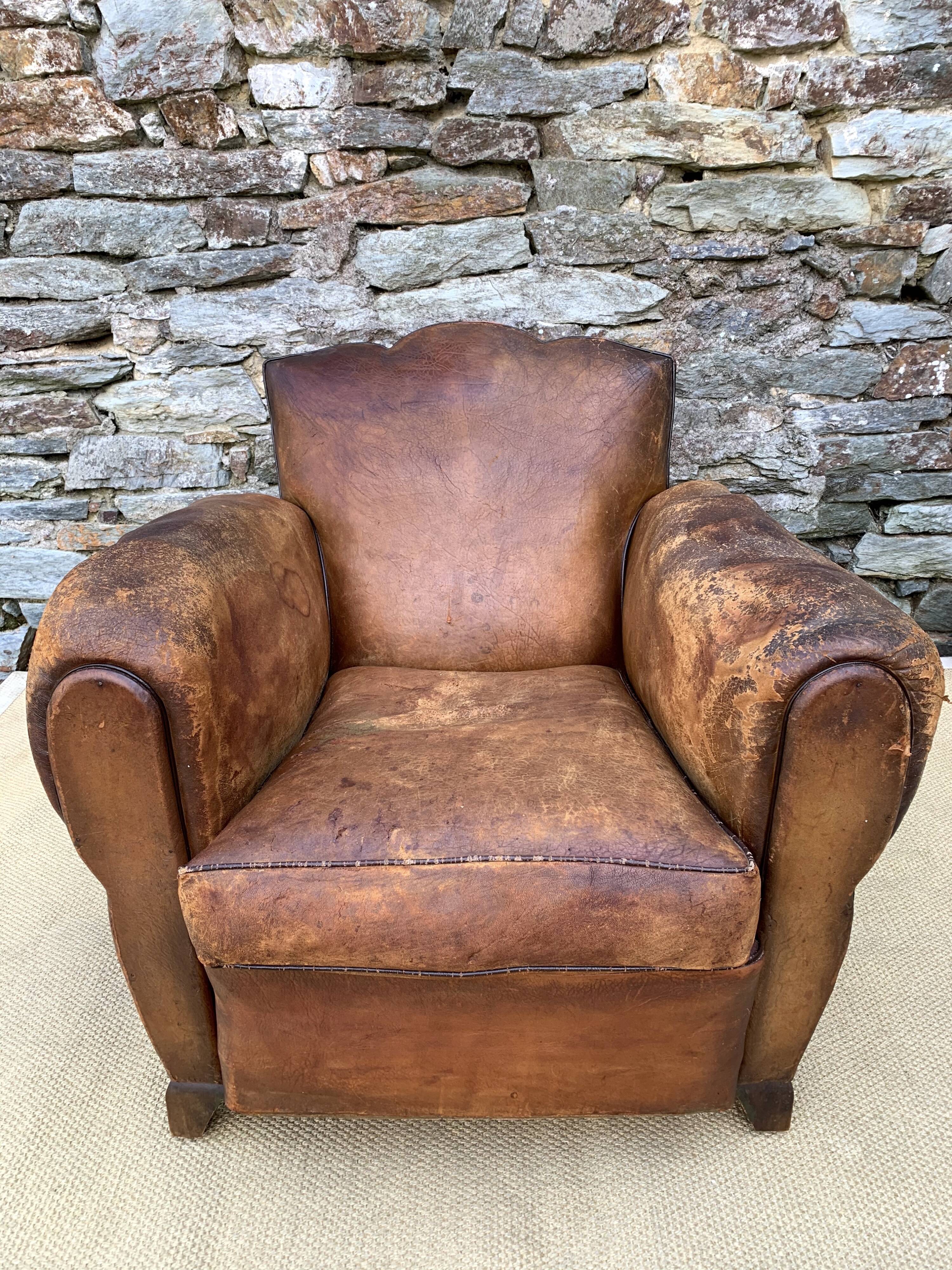 Leather club armchair 1930