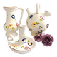 Carafe, gargoulette and candlestick artisanal pottery by Angèle de Poët-Laval