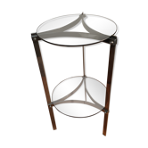 Vintage side-table in smoked glass and chrome metal 1970