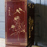 Chinese furniture XXth Red lacquer Decor of branches and birds