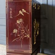 Chinese furniture XXth Red lacquer Decor of branches and birds