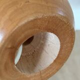 vintage wooden lamp small model with fabric shade 80's design
