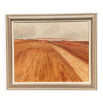 Huile sur toile originale suédoise - "Paysage rustique" par Nils Essen - Signé - Vintage et encadré - 42 × 50 cm (16,5" × 19,7")