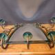 Art deco wrought iron wall coat rack