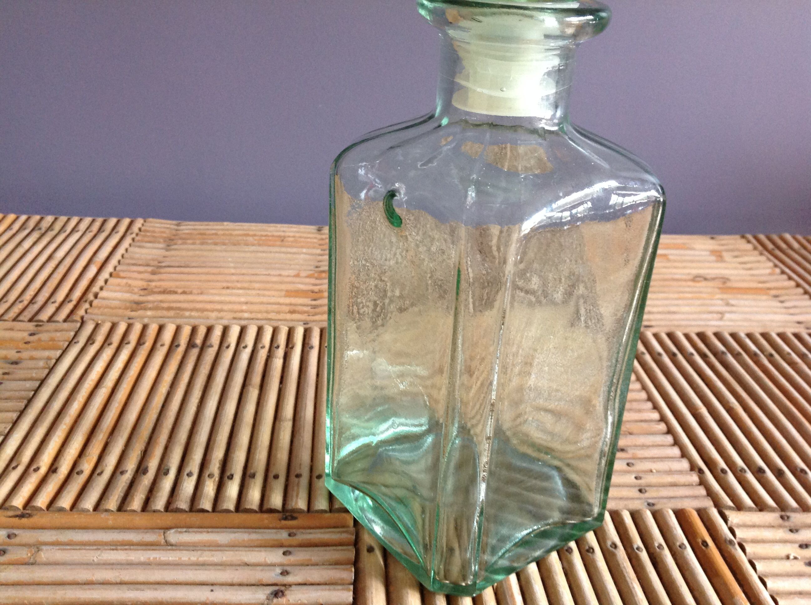 Green glass carafe