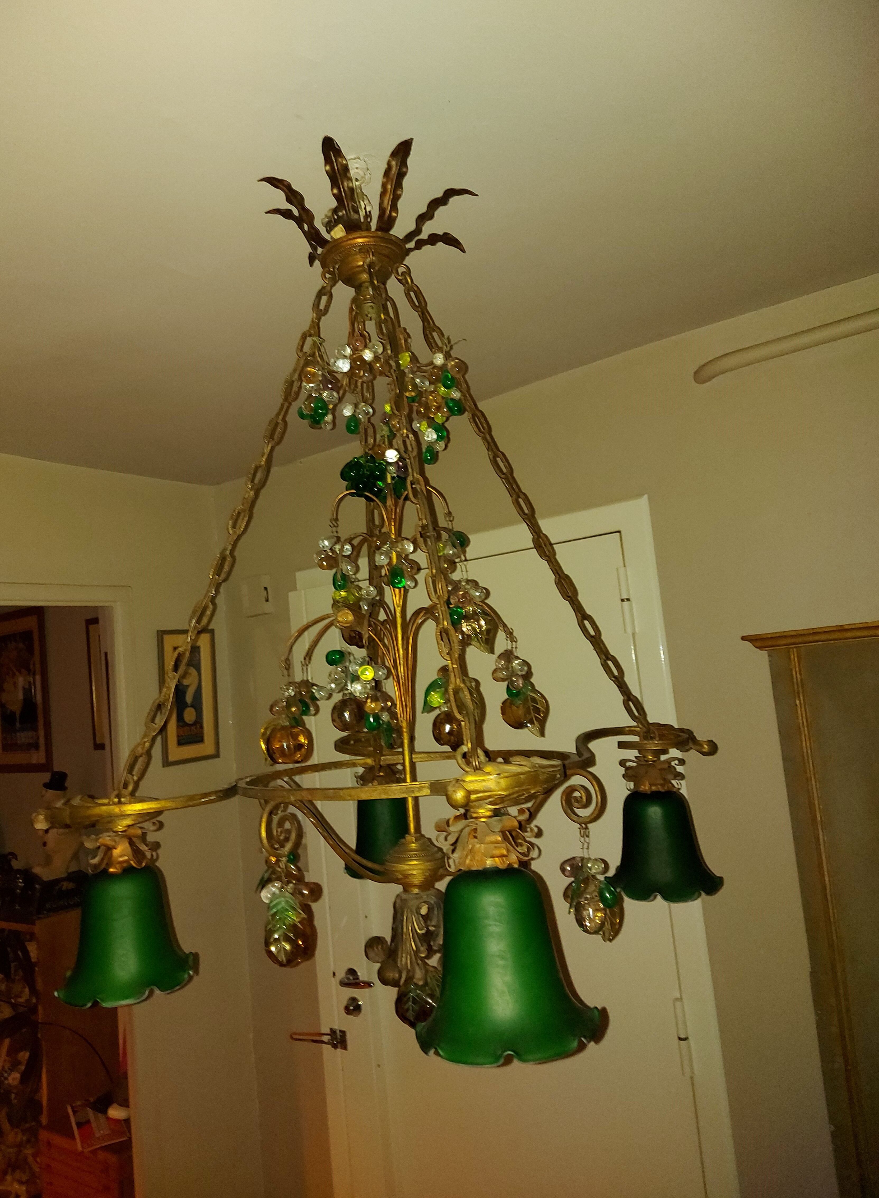 Very large art nouveau chandelier Murano (1 meter)