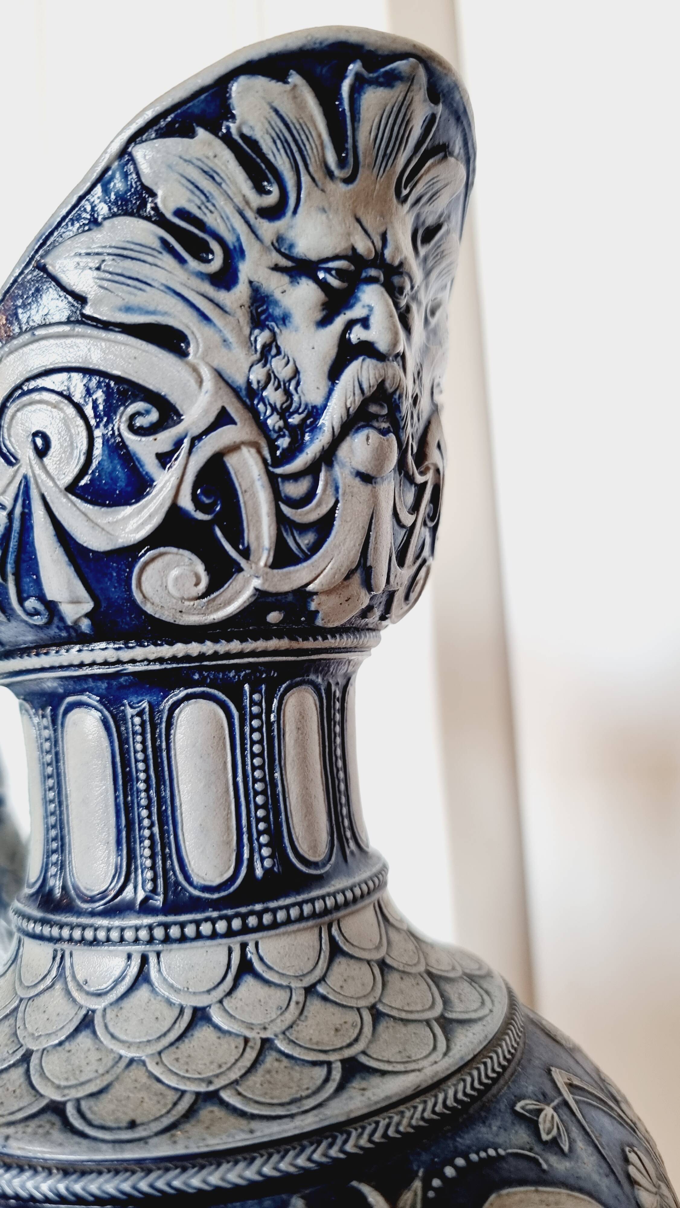 salt-glazed stoneware jug in German style, made by the prestigious house