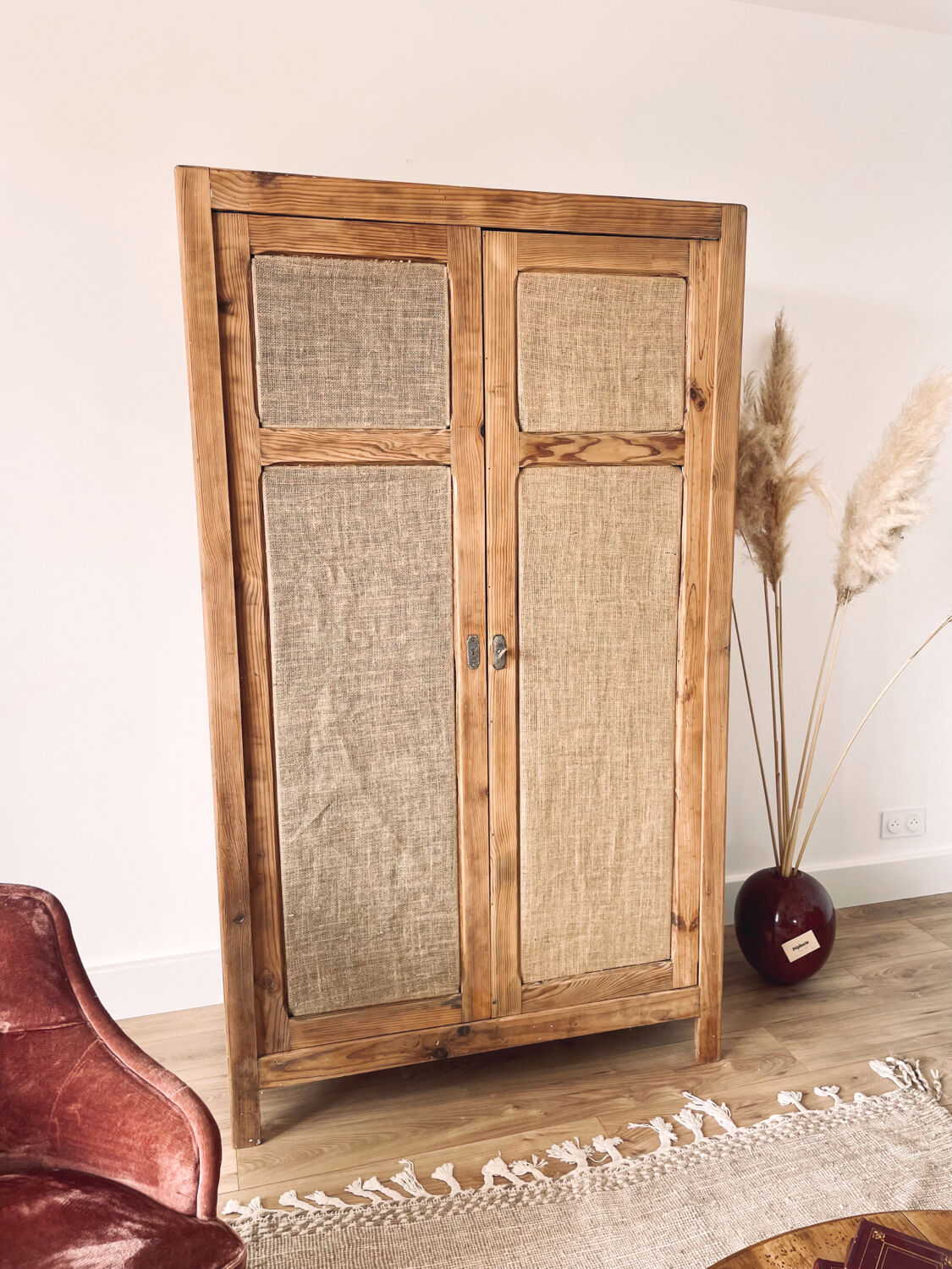 Wardrobe Parisian vintage raw wood bohemian