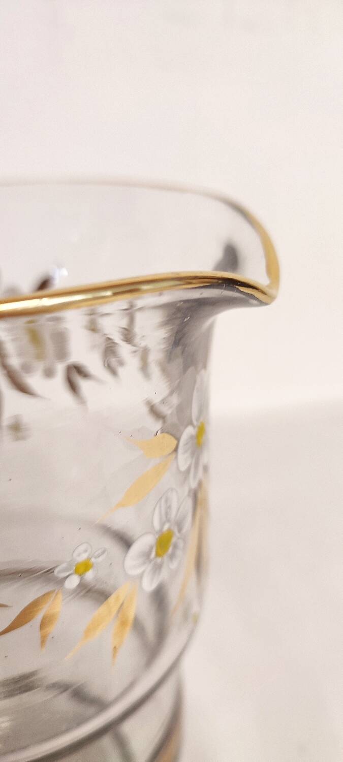 Jarra de cristal pintada a mano. Spain, 1950s.