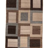 Scandinavian post modern flat weave rug by Curt Fors, signed.