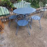 Blue wrought iron garden furniture