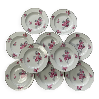 Set of 10 Limoges Art Deco plates