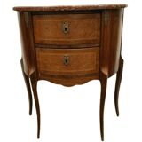 Commode demi lune de style Louis XV en marqueterie XX siècle