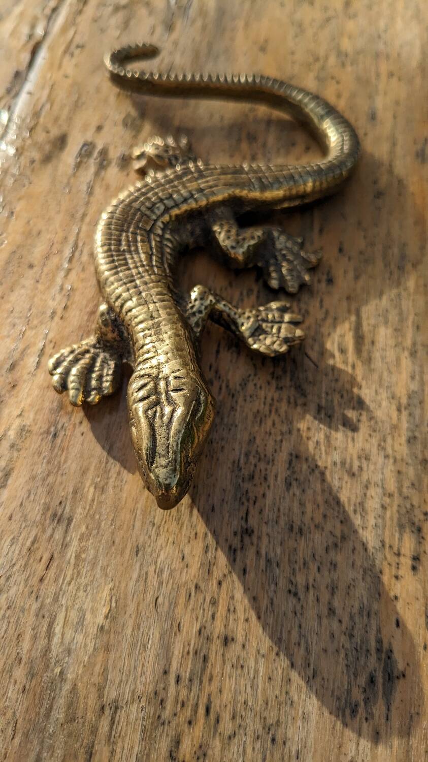 Gilt bronze lizard