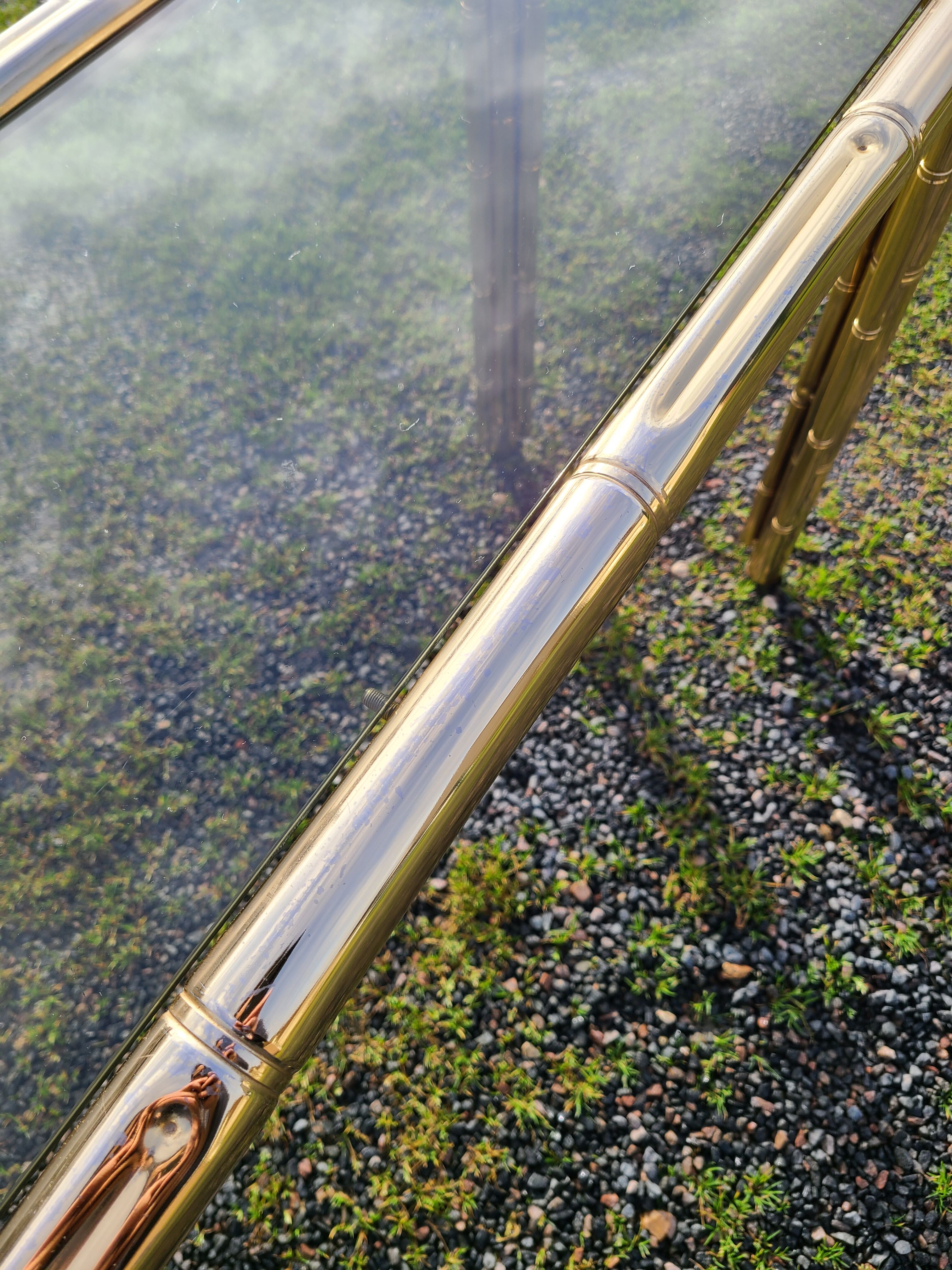 Gold console and vintage smoked glass, imitation bamboo 1970
