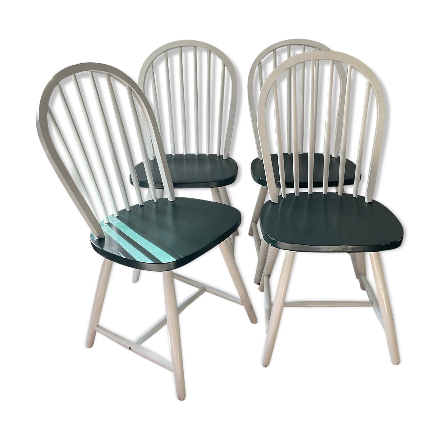 Series of 4 Scandinavian wooden chairs 60s-70s
