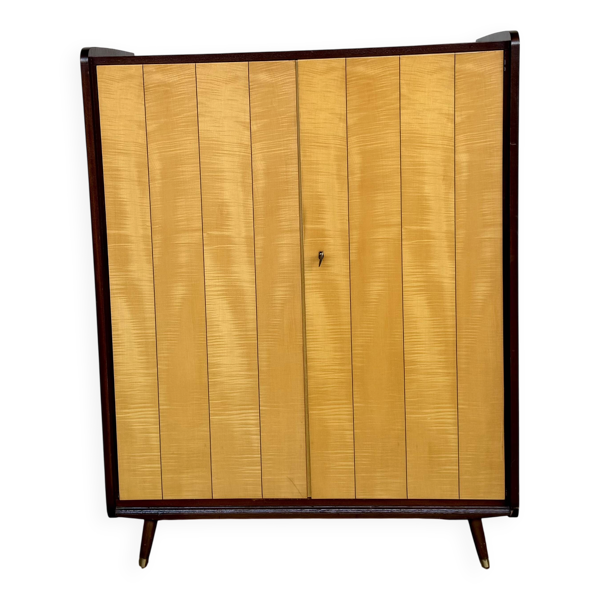 Armoire vintage bicolore – Pieds compas – Esprit scandinave années 60