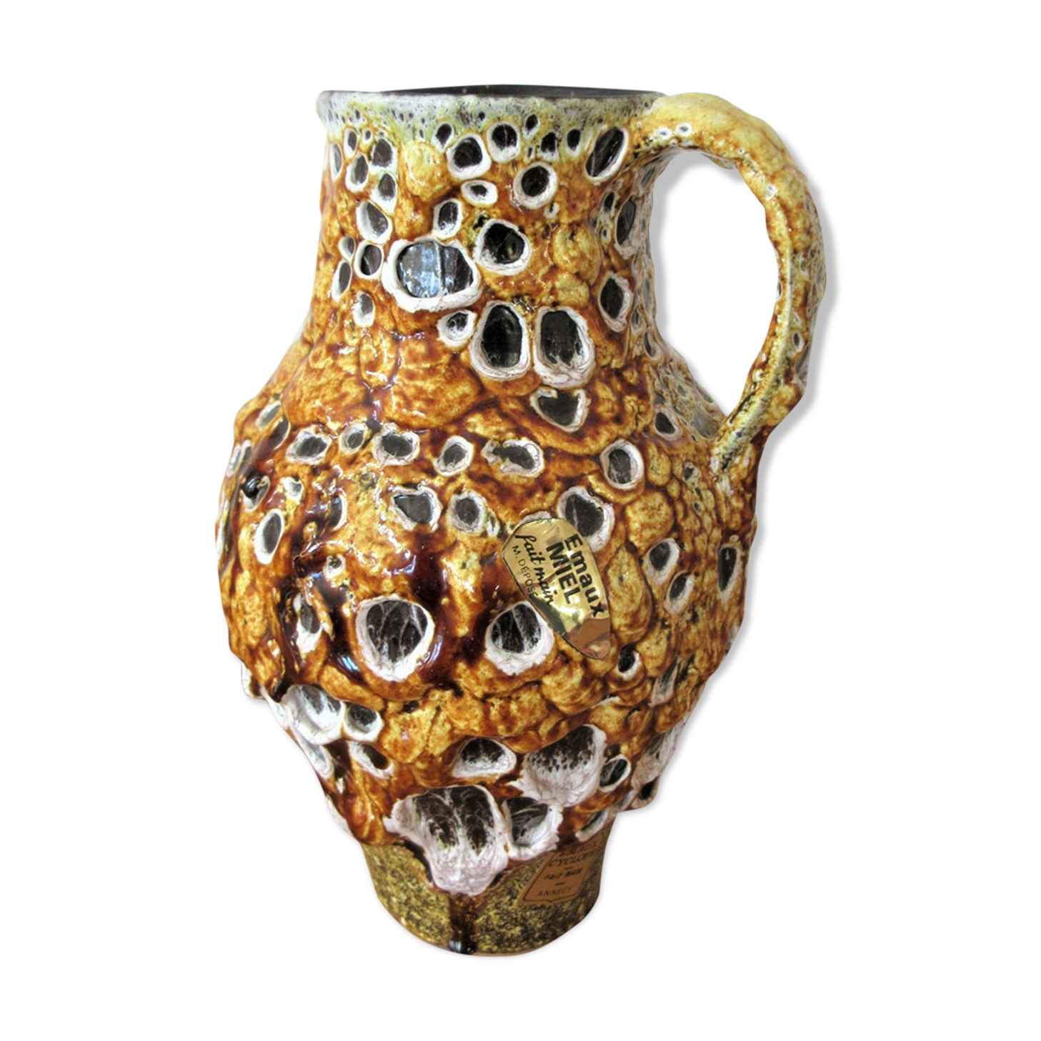 Vintage vase "honey" enamels Cyclops d'Annecy