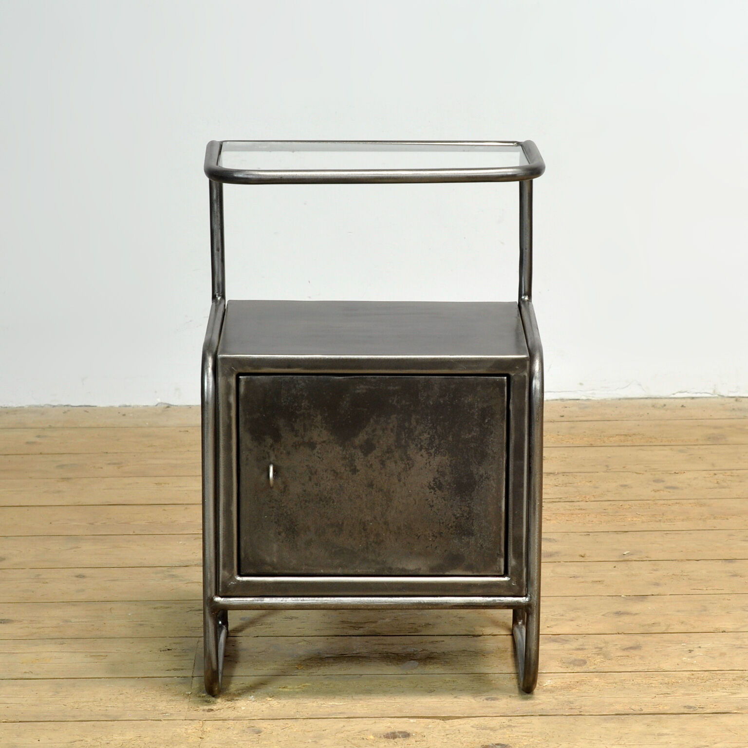 Set of iron bedside tables, 1950s