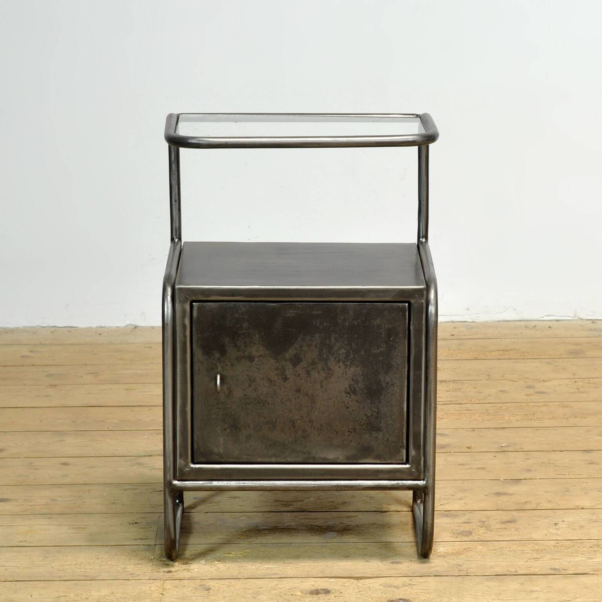Set of iron bedside tables, 1950s