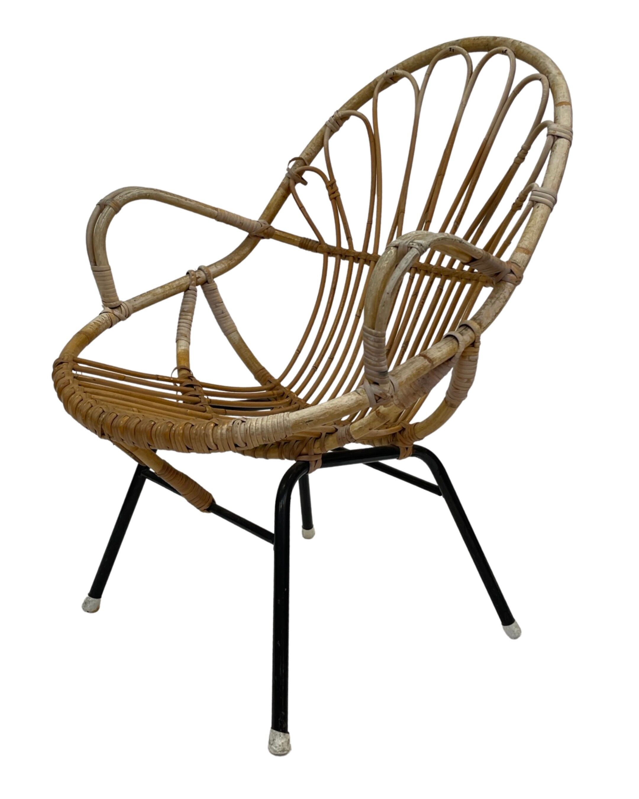 Rattan chair by Dirk van Sliedregt Rohe Noordwolde 1960 in the Netherlands