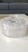 Round crystal bonbonnière, cut Bohemian style. Star patterns. Diameter 15 cm.