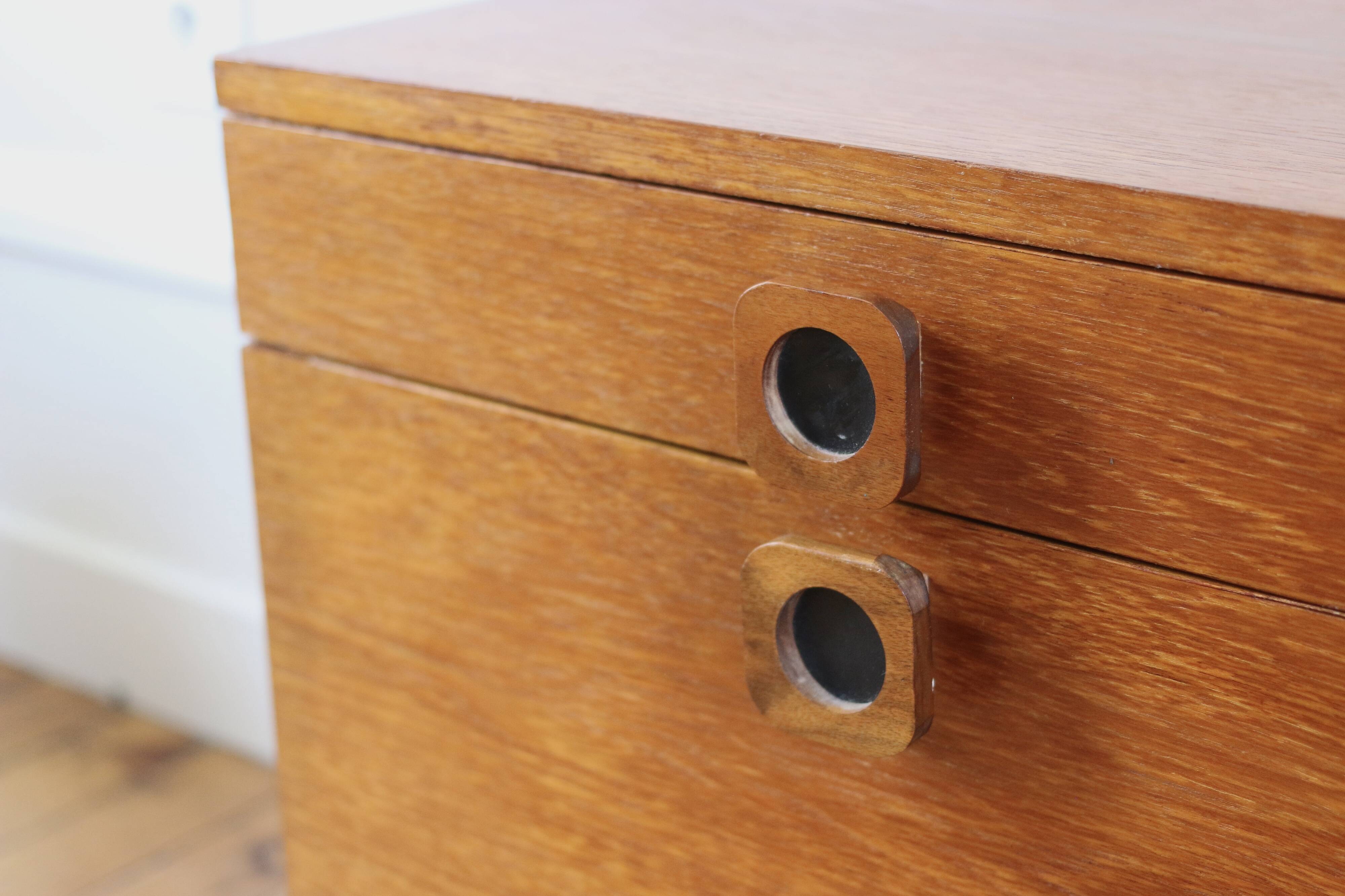 Vintage modernist oak bedside table 1960
