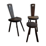 Set 2 chairs & stool solid wooden